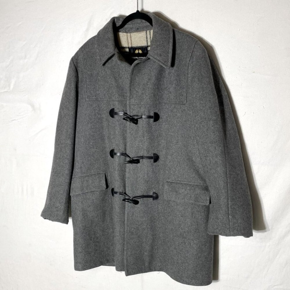 Vintage Mac Mor Grey Wool Coat With Zip And Toggle Closures L